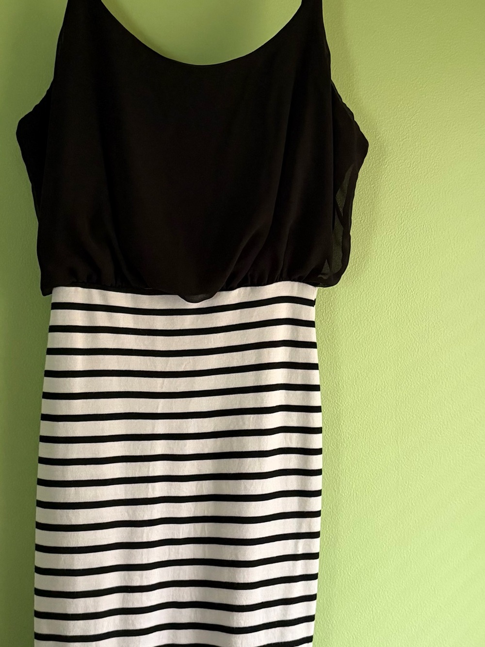 VENUS Black Tank Top with Black-and-White Striped Midi Skirt